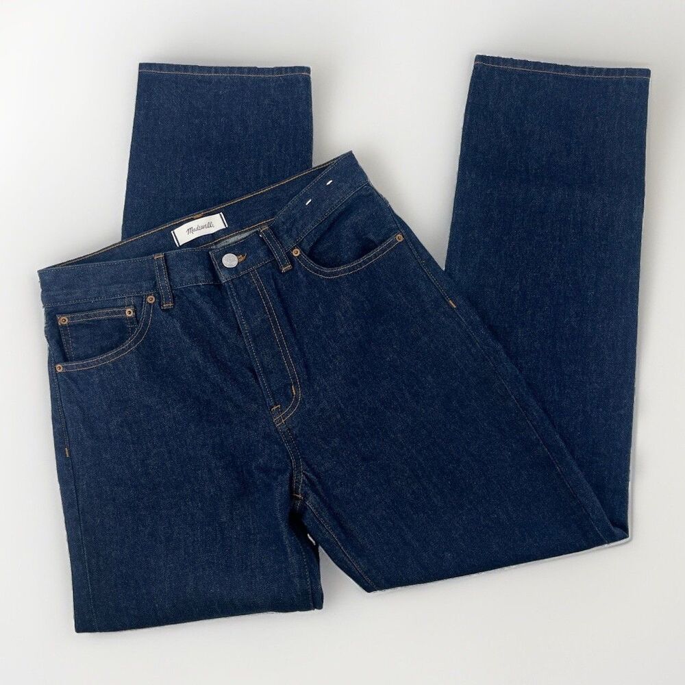 NWT Madewell The Longline Straight Jean Dark Wash High Rise 100% Cotton Sz 27